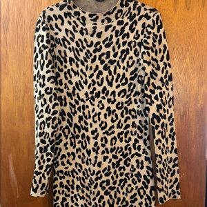 Nina Leonard Leopard Print Midi Dress